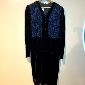 Gunne Sax velvet peplum dress